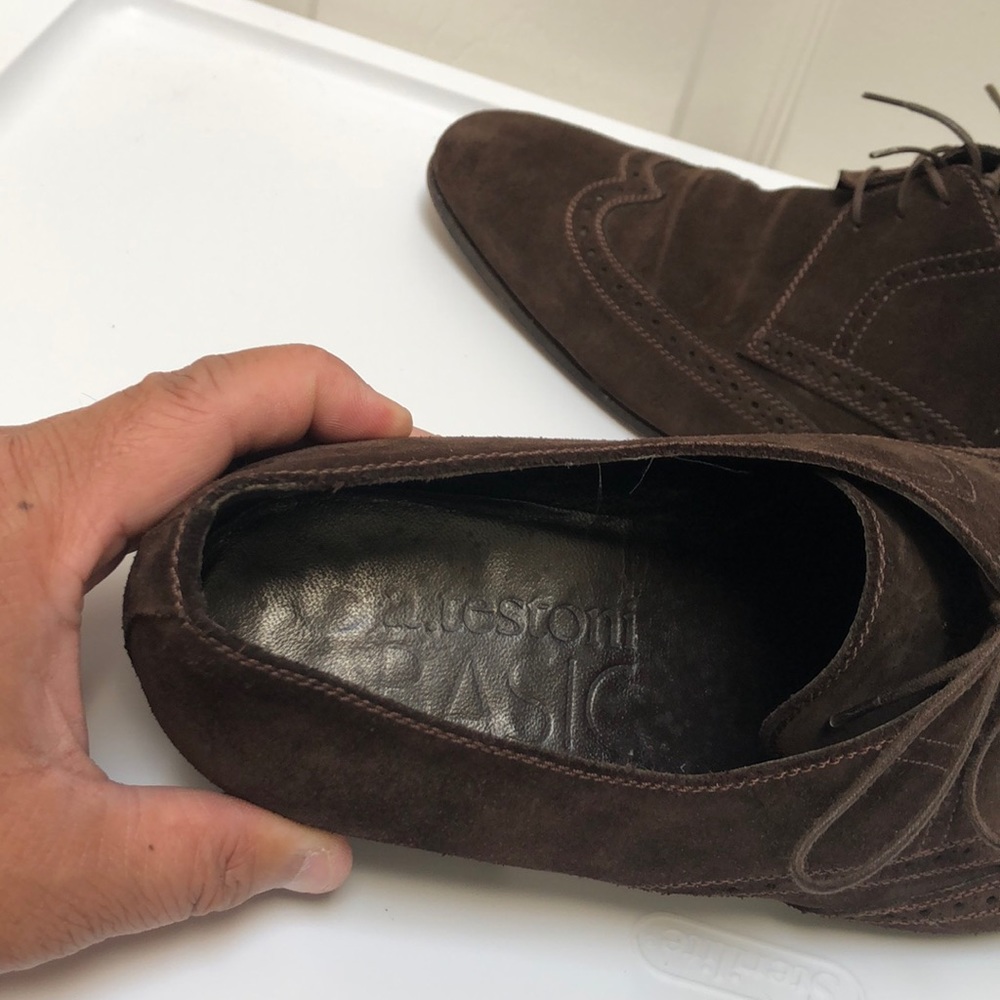 A. Testoni Basic Brown Suede Oxford Wingtip - image 8